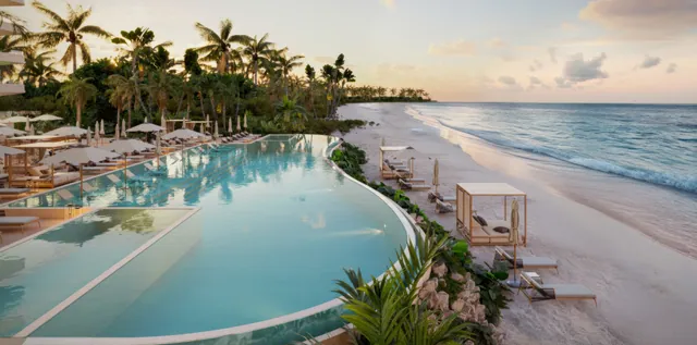 Beach club at golden hour