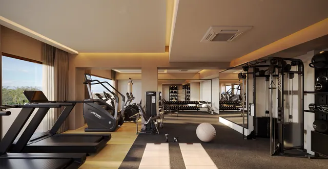 Gym overlooking the gardens