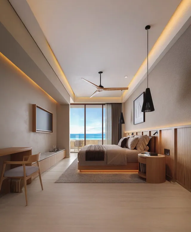 Principal bedroom with sea outlook