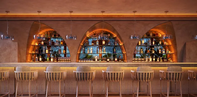 Sky bar counter on the rooftop